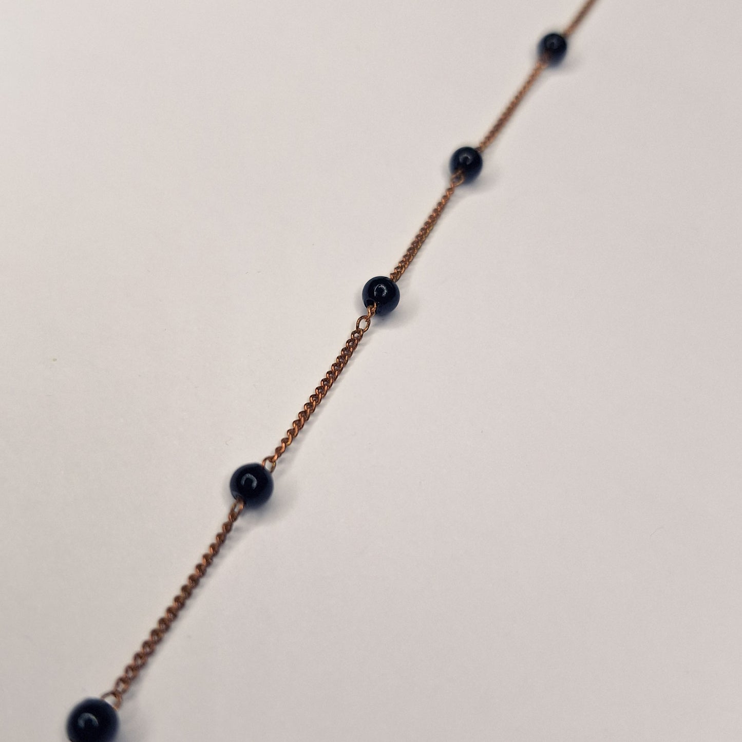 Station Necklace with Black Beads