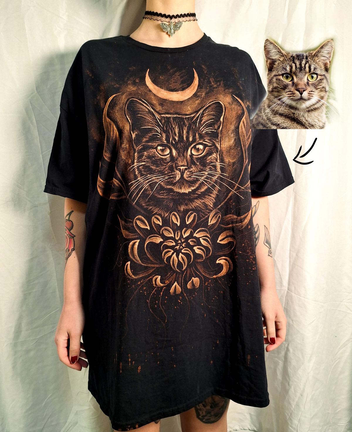 Custom Pet Portrait Bleach-Painted T-Shirt