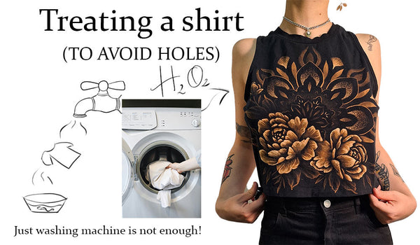 Treating a shirt after bleaching (neutralising)