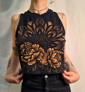 Peony and mandala crop top (sold out)