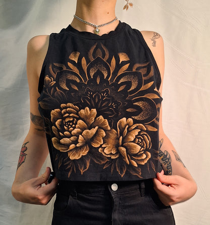 Peony and mandala crop top