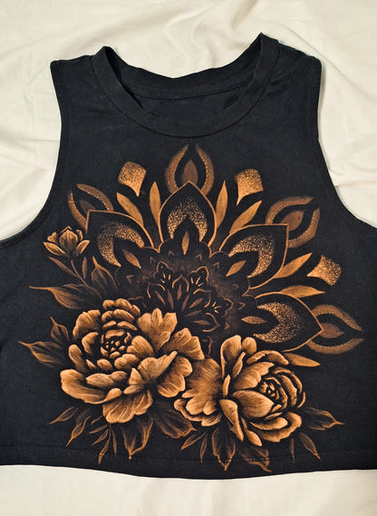 Peony and mandala crop top