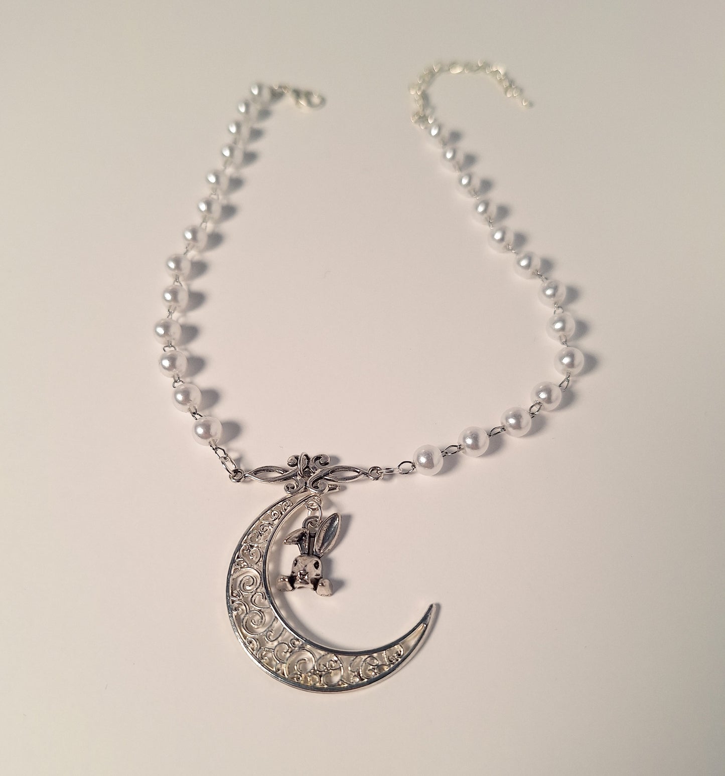 Pearl Moon & Rabbit Necklace