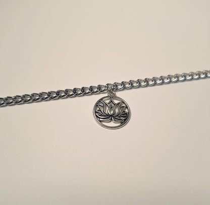 Silver Lotus Pendant Necklace