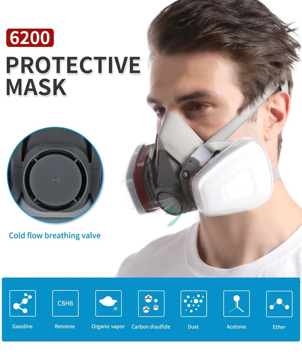 6200 Half-Face Respirator Shell + Protective Glasses