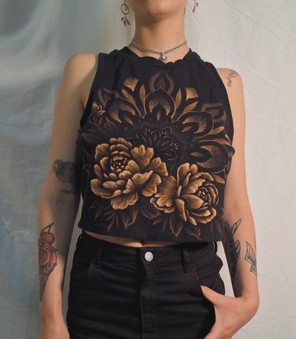 Peony and mandala crop top