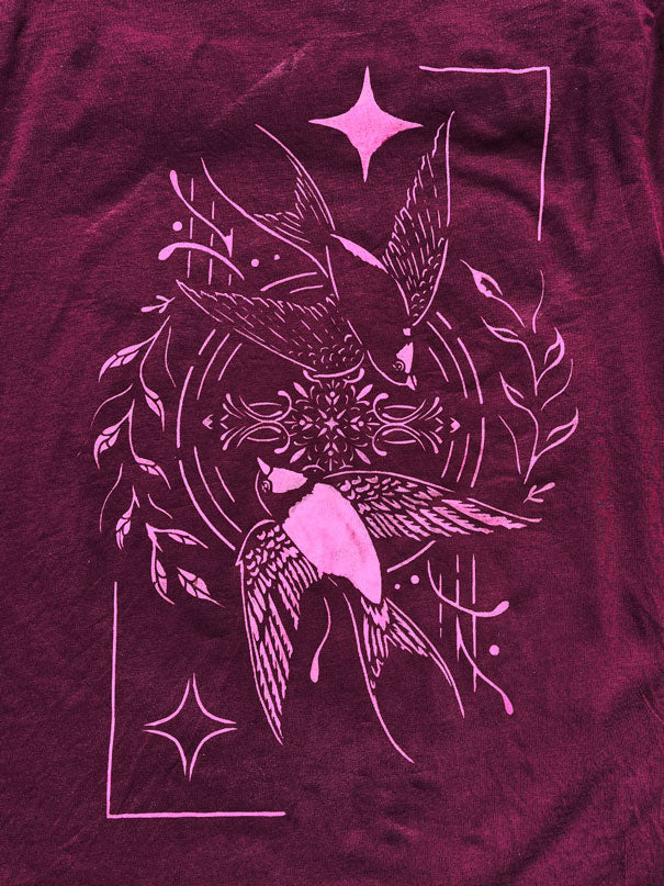 Bleach Painting Stencil - Yin and Yang Swallows