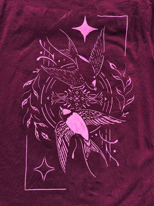 Bleach Painting Stencil - Yin and Yang Swallows