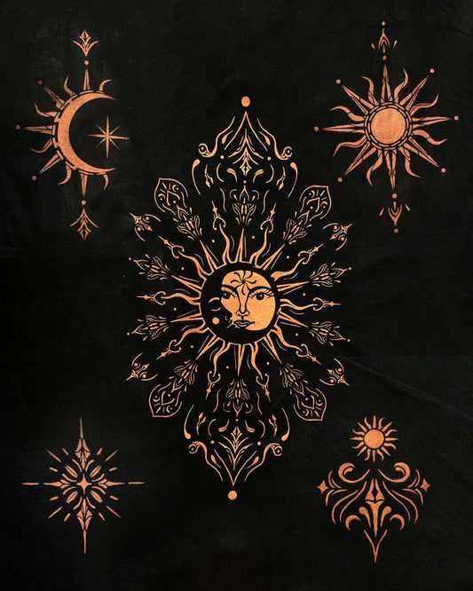Celestial Sun & Moon Stencil Pack — Bleach Painting Stencil Set (5 Designs)